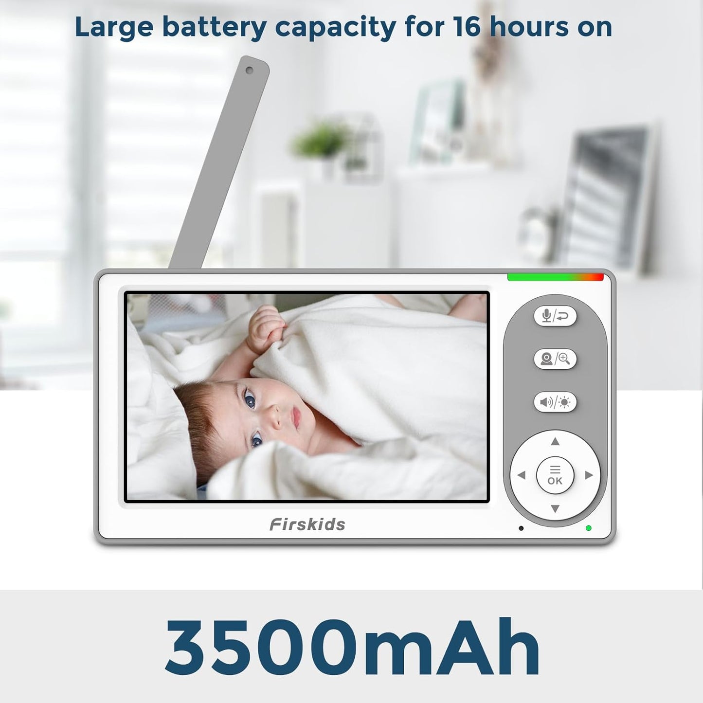 Baby Monitor - 1000ft Long Range Baby Monitor with Camera and Audio No WiFi, Built in 3500mAh Battery,Auto Night Vision, Temperature, 2-Way Talk, 8 Lullabies, 4.3'' Screen