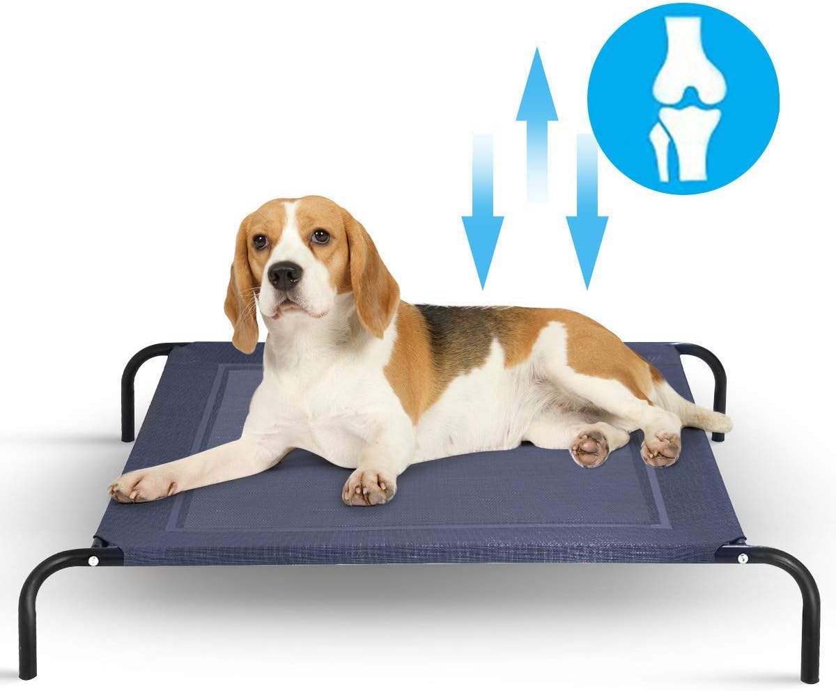 Giantex Elevated Pet Bed for Medium Large Dogs, Keep Pets Cool, Portable Raised Pet Cot Indoor Outdoor Camping, Waterproof Breathable Mat Steel Frame, Easy Assembly (Large)