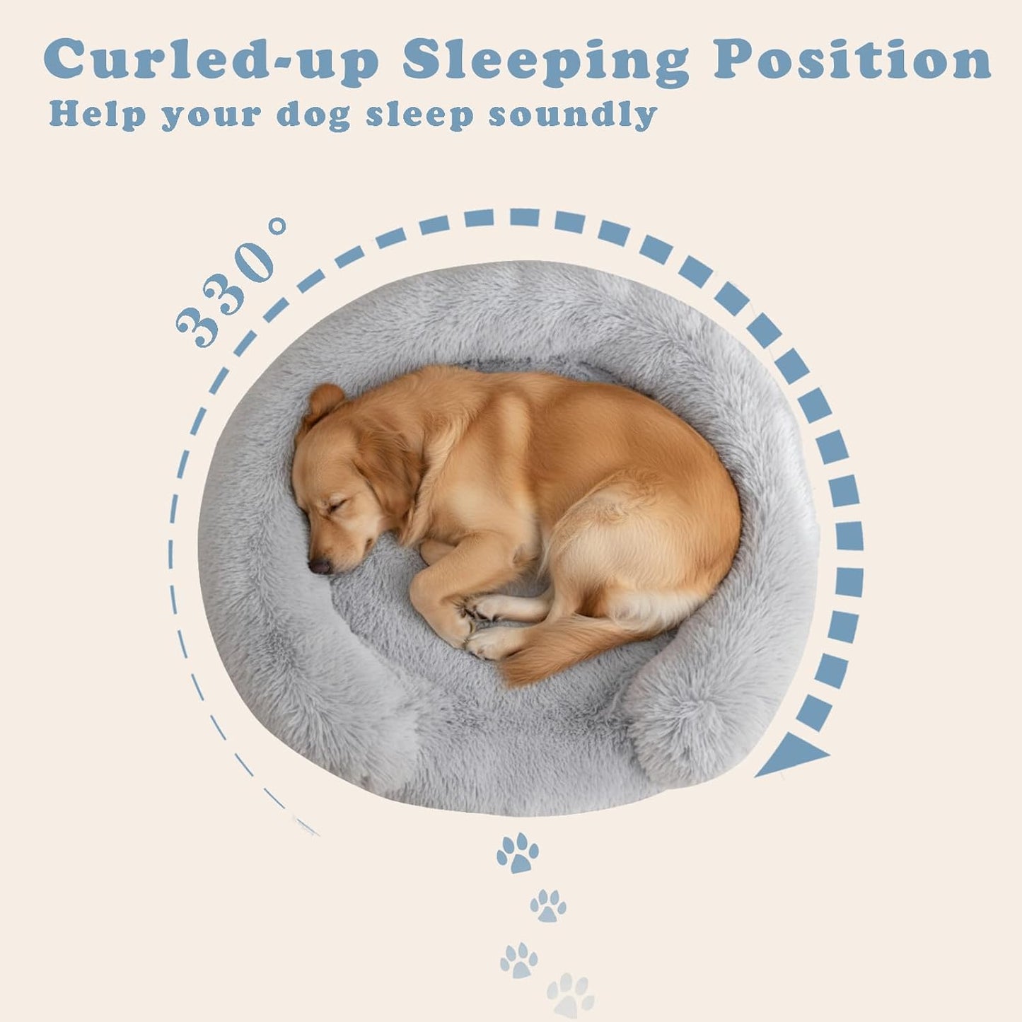 Donut Dog Bed Washable - Comfortable Round Pet Bed for Small, Medium, Large Dogs, Cuddler Anti-Anxiety Bed with Removable Machine Washable Cover (Light Grey, Medium)