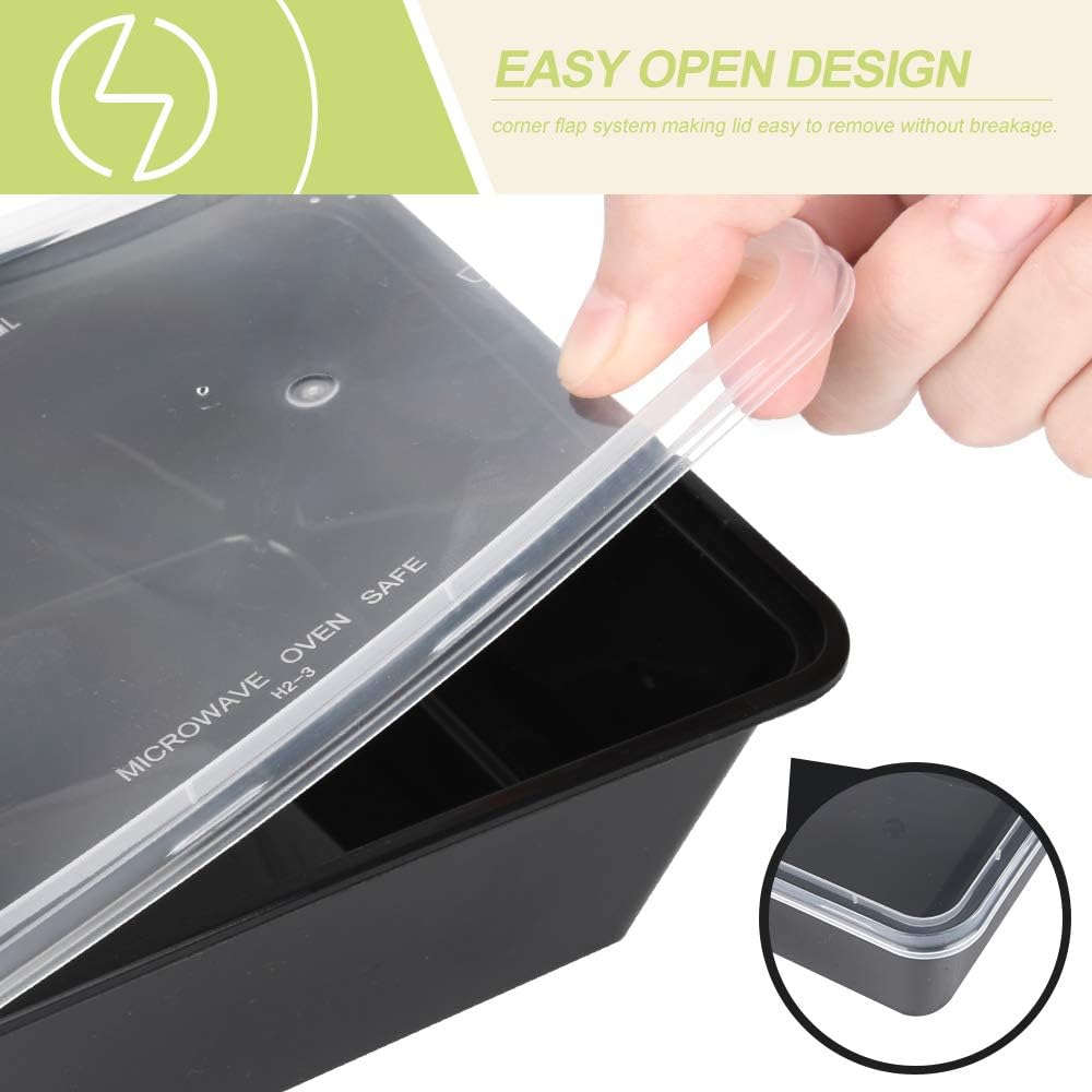 50-Pack Meal Prep Containers, 26 OZ Microwavable Reusable Food Containers with Lids for Food Prepping, Disposable Lunch Boxes, Plastic Food Boxes- Stackable, Freezer Dishwasher Healthy
