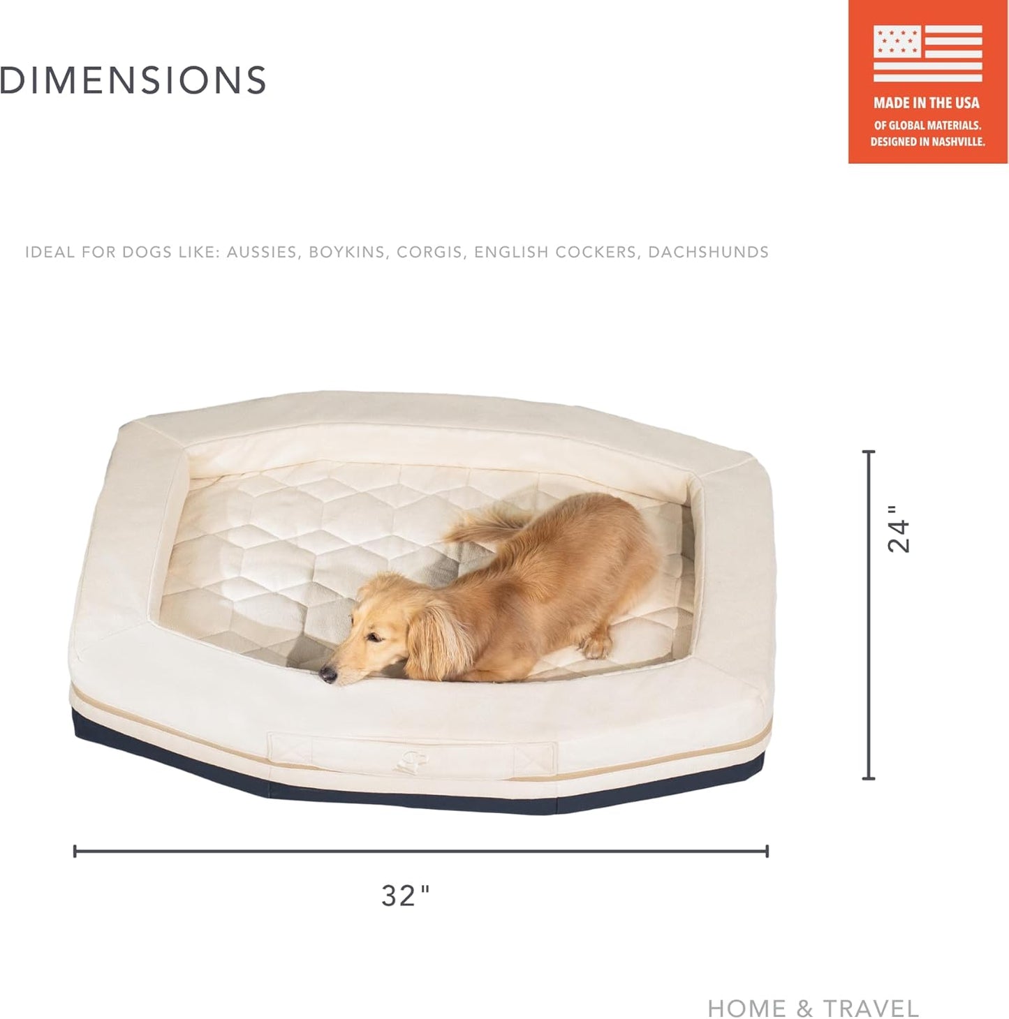 GUNNER Homestead Dog Bed – Orthopedic Memory Foam Pet Bed with Washable Cover, Durable Non-Slip Base, Bolstered Sides for Dogs, Comfortable Indoor Lounger, Oak, Small