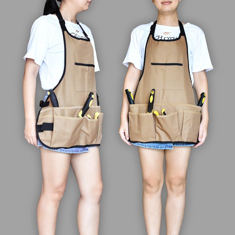 Garden Apron for Men Women with 14 Pockets, Gardening Tool Work Aprons
