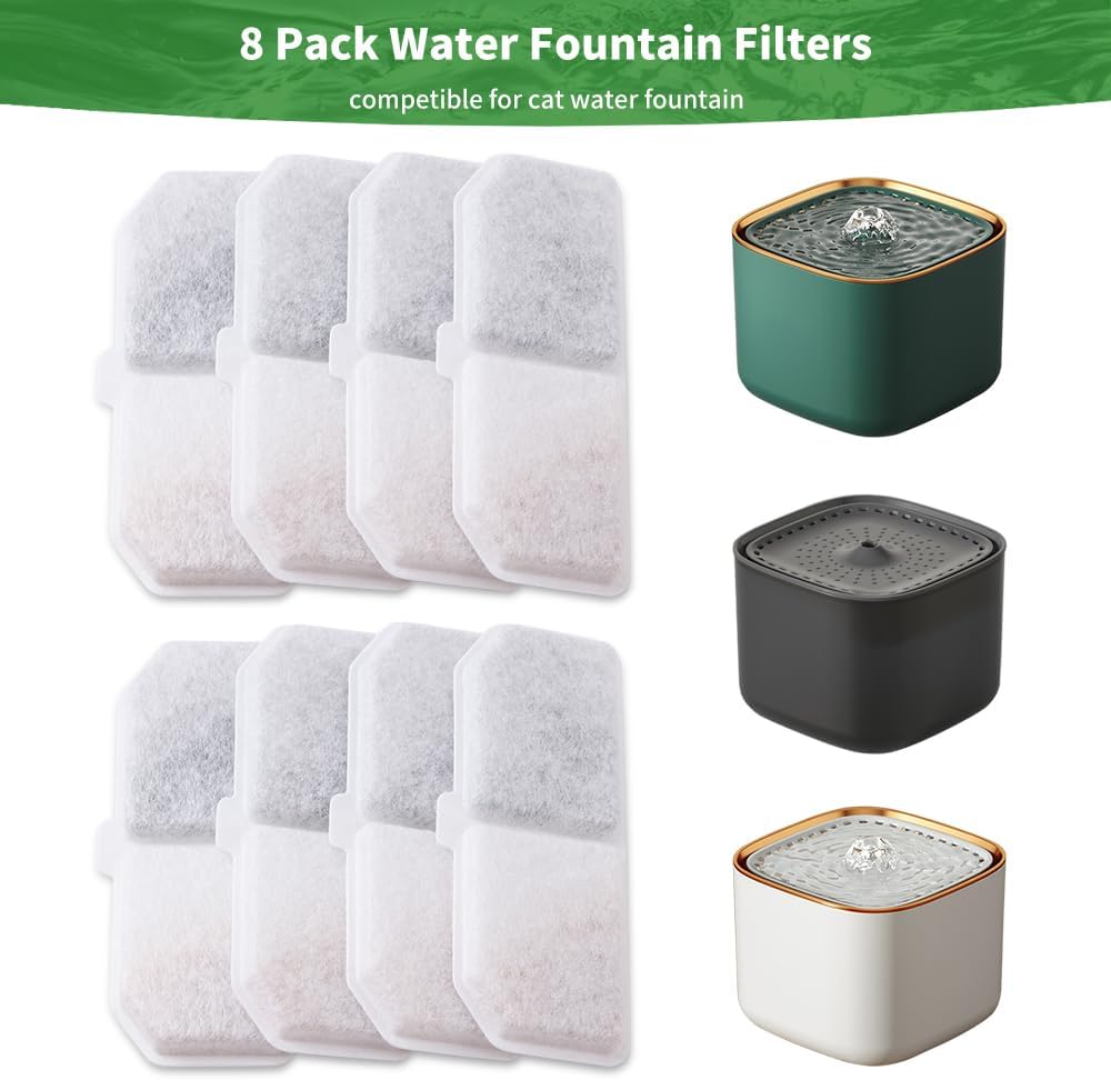 4 Pack Cat Water Fountain Filters,Pet Water's Fountain Filter Replacement Competible with Charcoal Waters Fountains Filter Compatible with Cats Water's Dispenser (4 Filters)