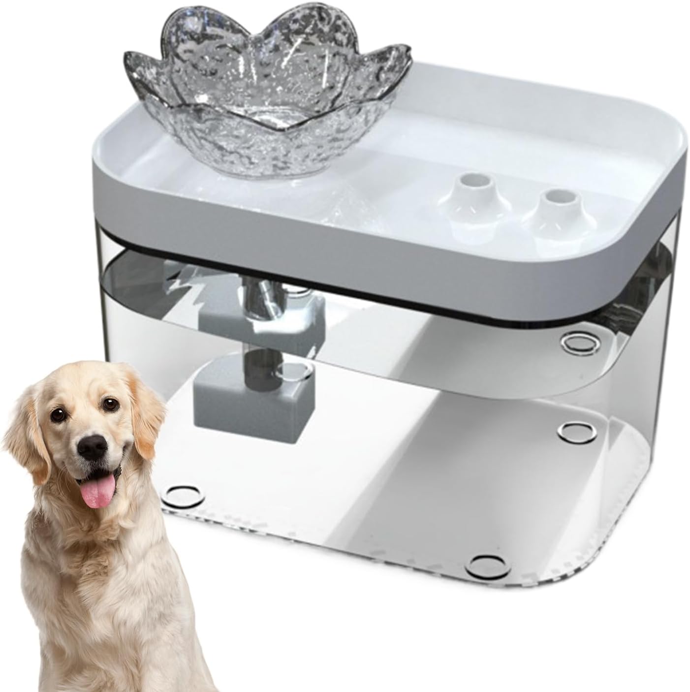 Cat Water Fountain - USB Rechargeable Filter Dispenser, Silent Automatic Cat Water Fountain, Continuous Fresh Flow, Easy to Use Pet Hydration, for Indoor Home Kitten Dog, 4.72x4.72x6.29inch