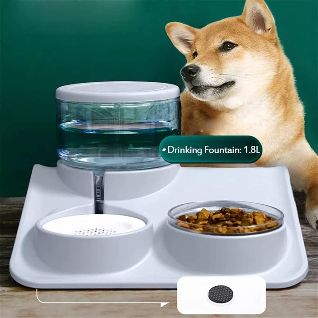 Dog Bowl Automatic Feeder 1.8 liters Double Fountain Drinking Water Purifier pet Products Food Container Tray Accessories (Color : Gray, Size : One Size) (Blue One size)