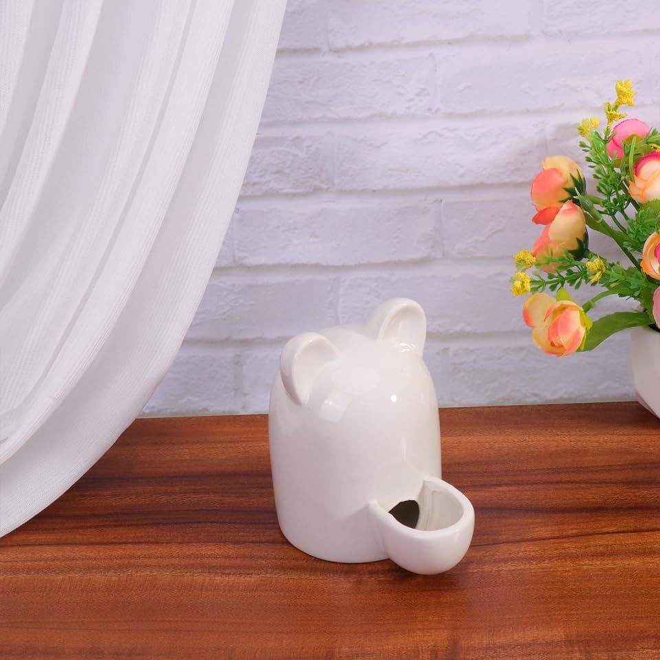 iplusmile Cartoon Cat Ears Small Pet Water Feeder Automatic Self-Dispensing Bowl for Hamster Rabbit Cat Small Animals 3.54X2.36X2.36In