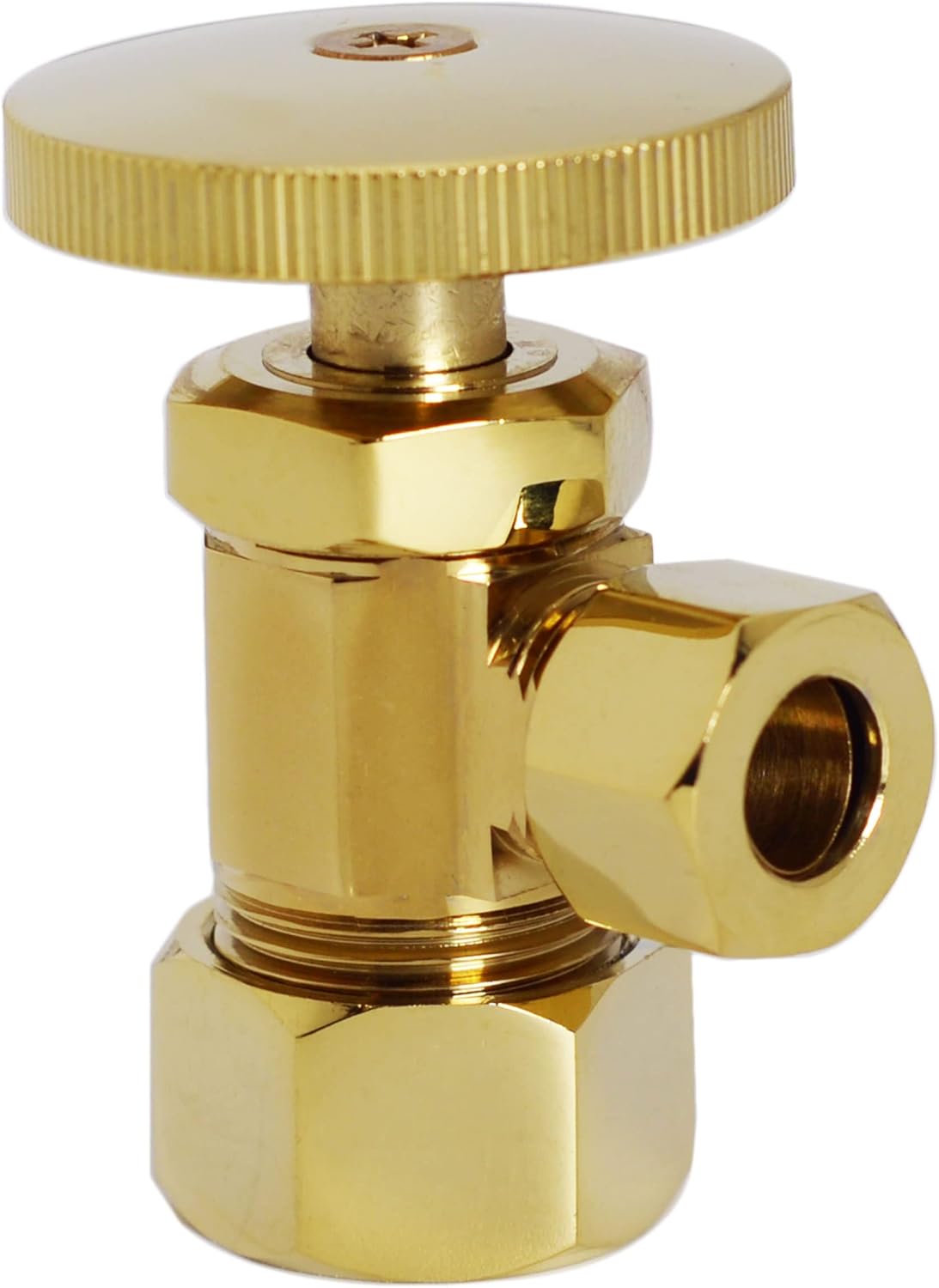 Westbrass A105KBN-01 5/8" x 3/8" OD x 20" Bullnose Riser Supply Line Kit with Round Handle Angle Supply Shut Off Valve for Faucet, Polished Brass