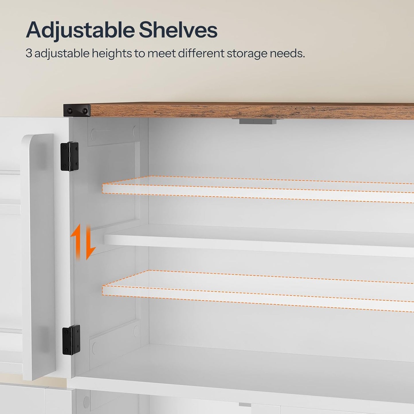 HOOBRO Bathroom Storage Cabinet, Farmhouse Freestanding Floor Cabinet with 2 Extra Hidden Storage Doors, Adjustable Shelves, Large Capacity, Easy Assembly, 11.8 x 23.6 x 43.5 Inches, White and Walnut