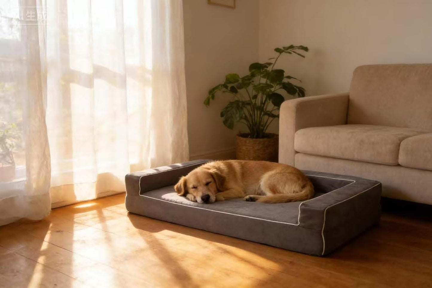 X-Large Orthopedic Memory Foam Dog Bed for Arthritis Relief & Hip Dysplasia - Bolster Couch Style with Premium YKK Zipper Waterproof Washable Cover & Bottom for Senior Dogs 90-120lbs