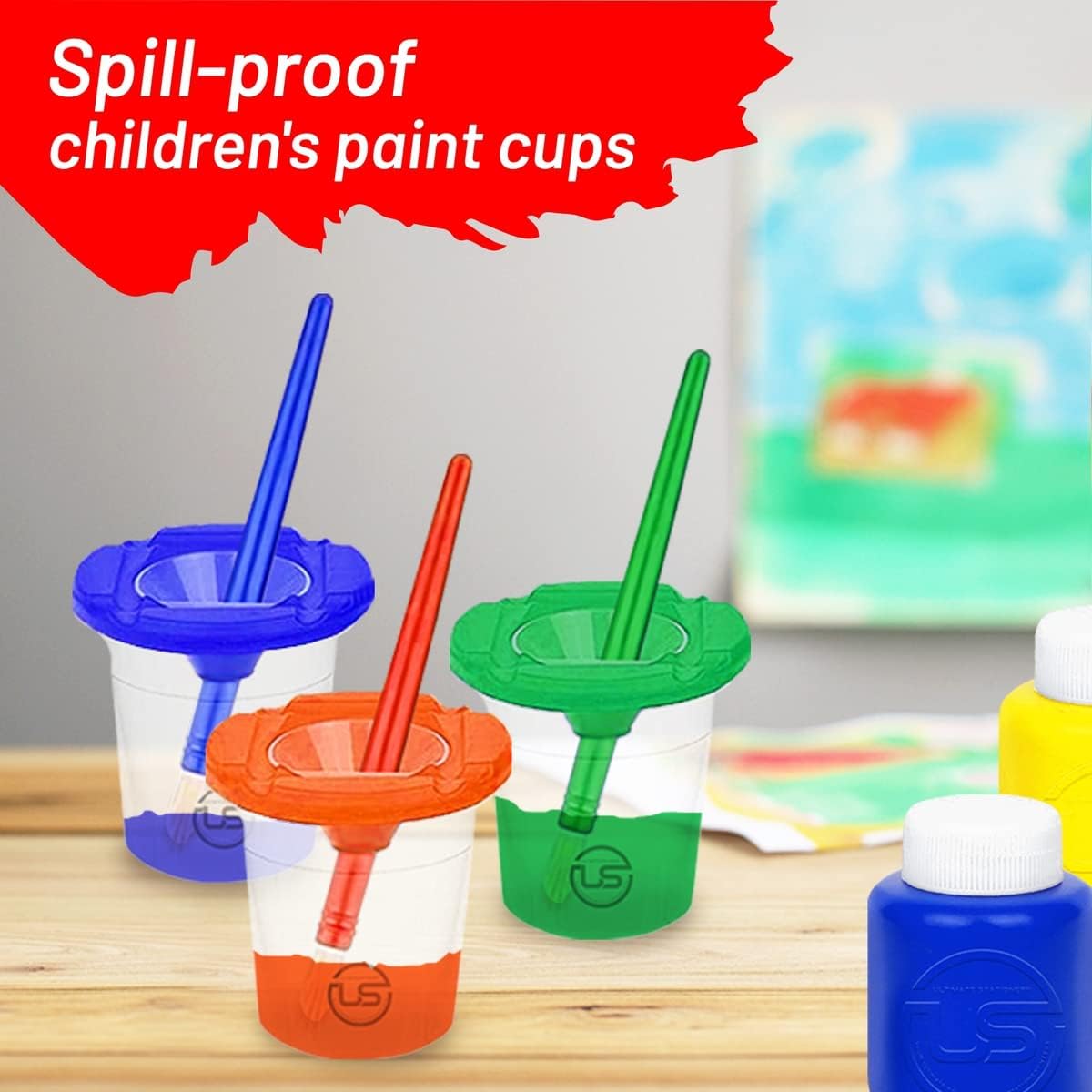 The Mega Deals Kids Painting Set – Washable Non-Toxic Finger Paints (10 Colors of 2 oz) with 10 Paint Cups & 10 Brushes Mess-Free Toddler Art Supplies Painting Kit for Kids Gift Bundle