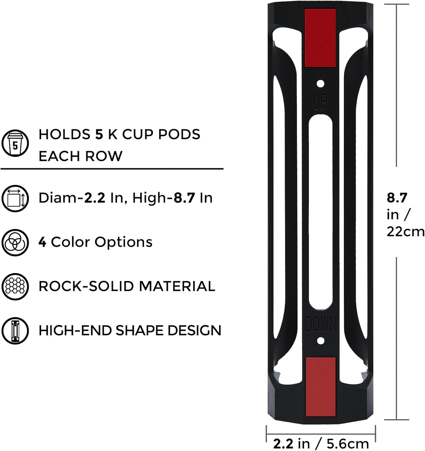 K Cup Holder for Keurig: Coffee Pod Holder for Counter Small Space - Kcup holders for Wall Mount (2, Black)