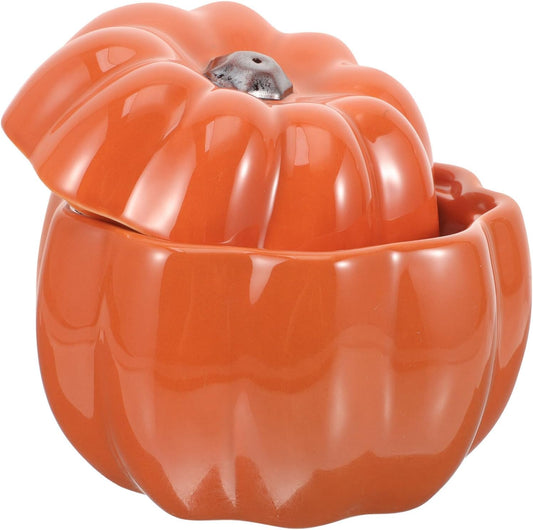 Milisten Ceramic Cat Feeder Raised Pumpkin Dog Bowl Orange Double Dish Pet Food Container Elevated Water Bowl for Cats and Puppies Neck Protection