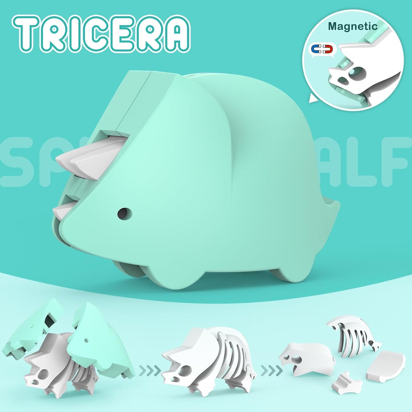 Magnetic Animal Building Toys, STEM Toddler Learning Toys 3D Puzzle Animals for Boys Girls, Educational Magnetic Travel Montessori Toy Lion Elephant, Unique Birthday Gift (Dinosaur Animals, Count, 4)