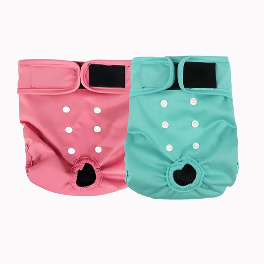 Reusable Dog Diapers for Male & Female – Washable Leak-Proof Puppy Pants with Adjustable Hook & Loop Closure – 2pcs Set for Incontinence Control(S)
