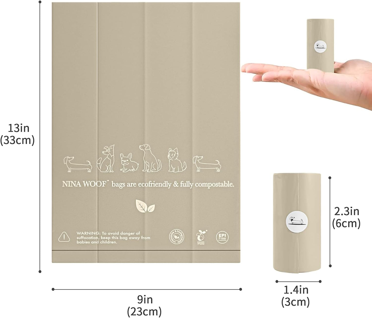 100% Certified Home Compostable and Biodegradable Dog Poop Bags - ASTM D6400 & EN 13432 Compliant Dog Waste Bags – 180 Bags – 12 x Rolls of Plant Based Compostable Waste Bags - Thick Doggie Poop Bags