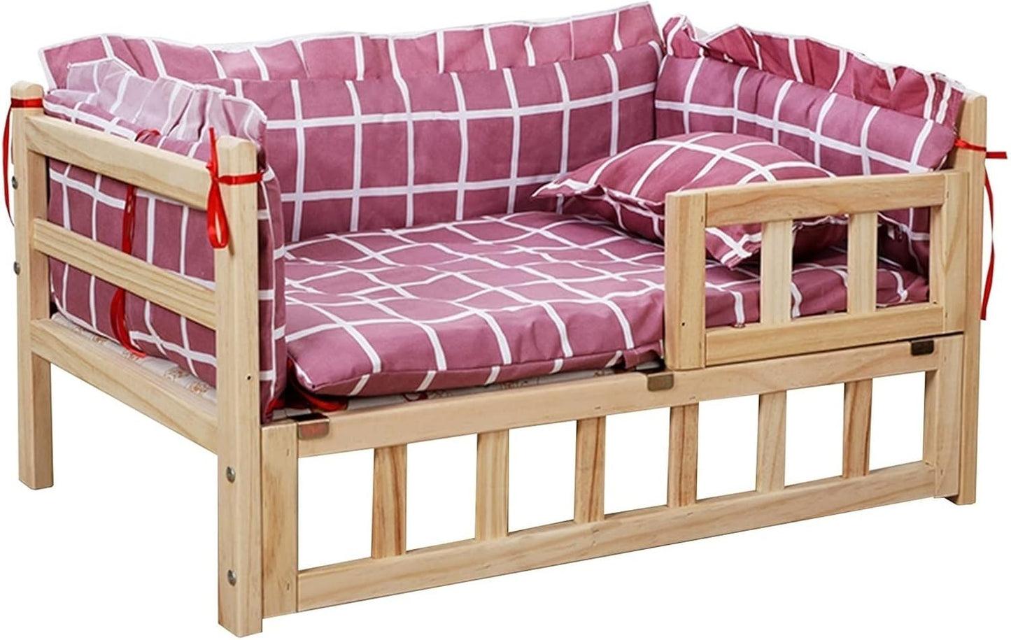 Orthopedic Joint Elevated Wood Beds for Dogs Cats, Pink Medium Large Indoor Outdoor Pets Couch with Mattress Pillow, for Puppy, Old Cat (Color : Style3, Size : L-94x54x38cm/37x21x15) (Style2 29.0"L