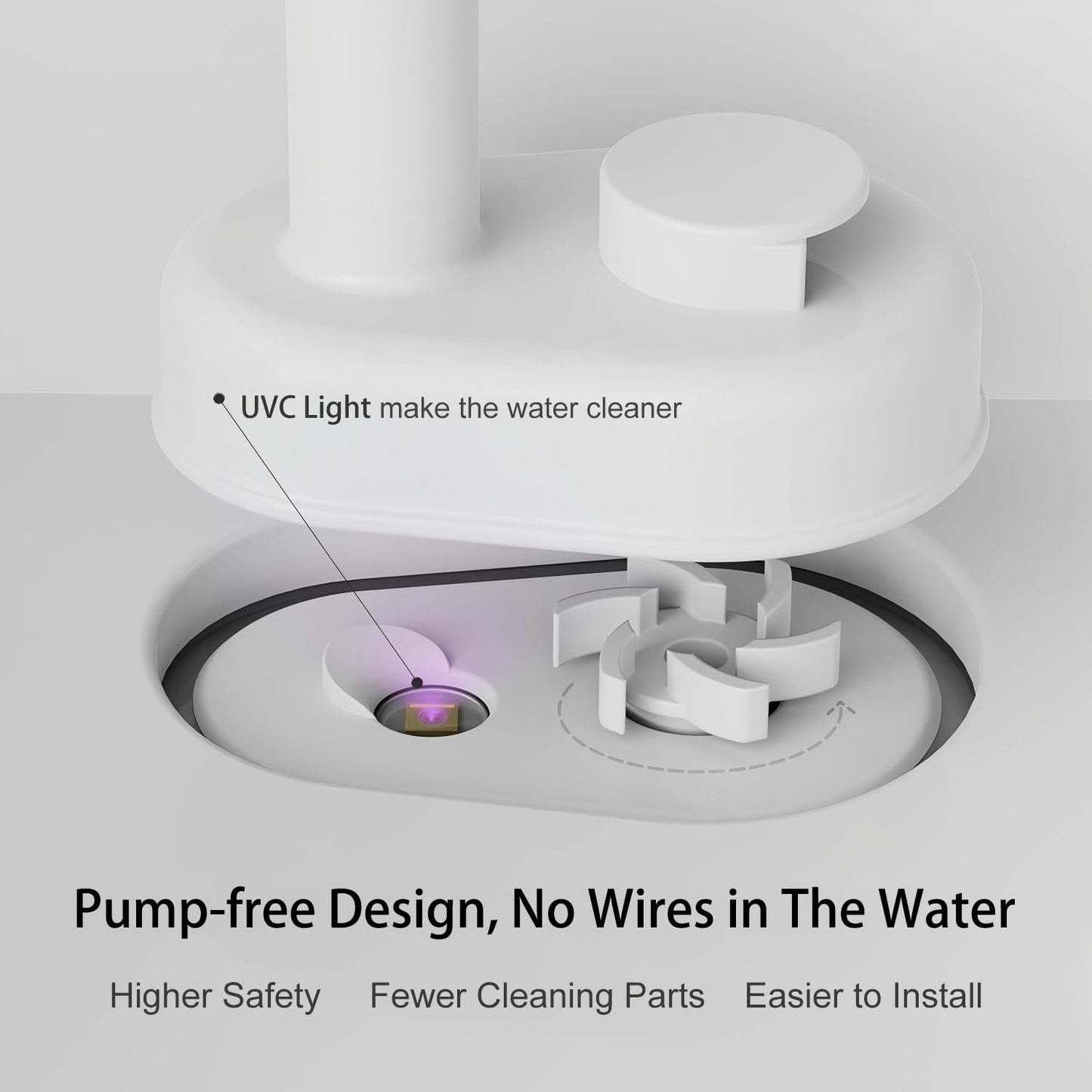 Cat Water Fountain, 122oz/3.6L Pumpless Wireless Cat Fountain, Cordless Water Fountains for Cats Indoor, Battery Operated Dog Pet Water Fountain with Stainless Steel Tray (Black, Fountain+2 Fliters)