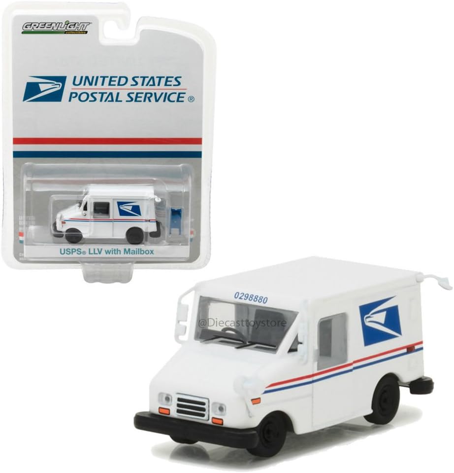 Greenlight 29888 United States Postal Service (USPS) Long Live Postal Mail Delivery Vehicle (Llv) with Mailbox Accessory Hobby Exclusive 1/64 Diecast Model Car by, White