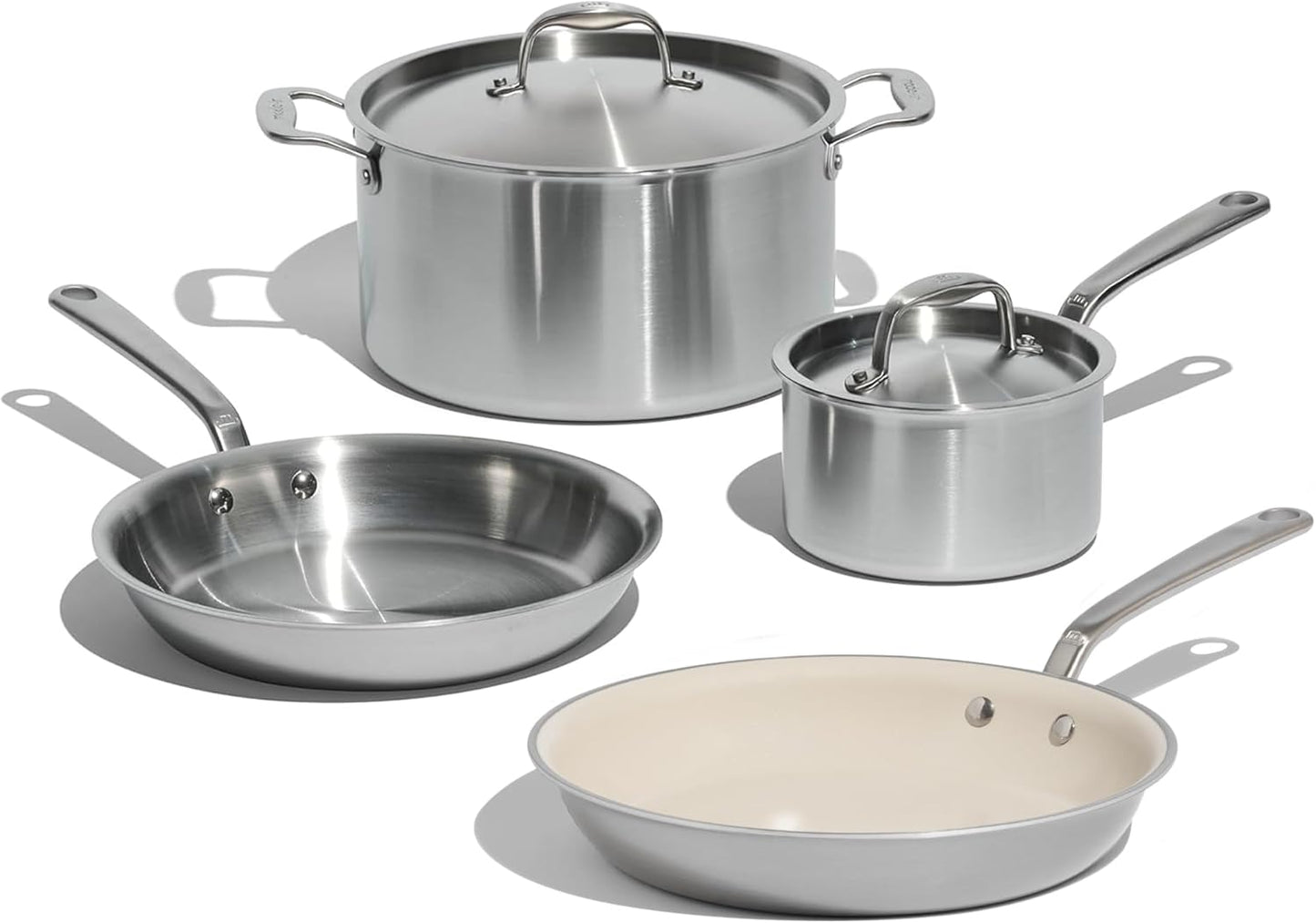 Made In Cookware | 6 Pc Stainless Steel Cookware Set | 5 ply Clad - Includes Frying Pans, Saucepan, and Stock Pot | Professional Grade | Crafted in Italy | Induction Compatible