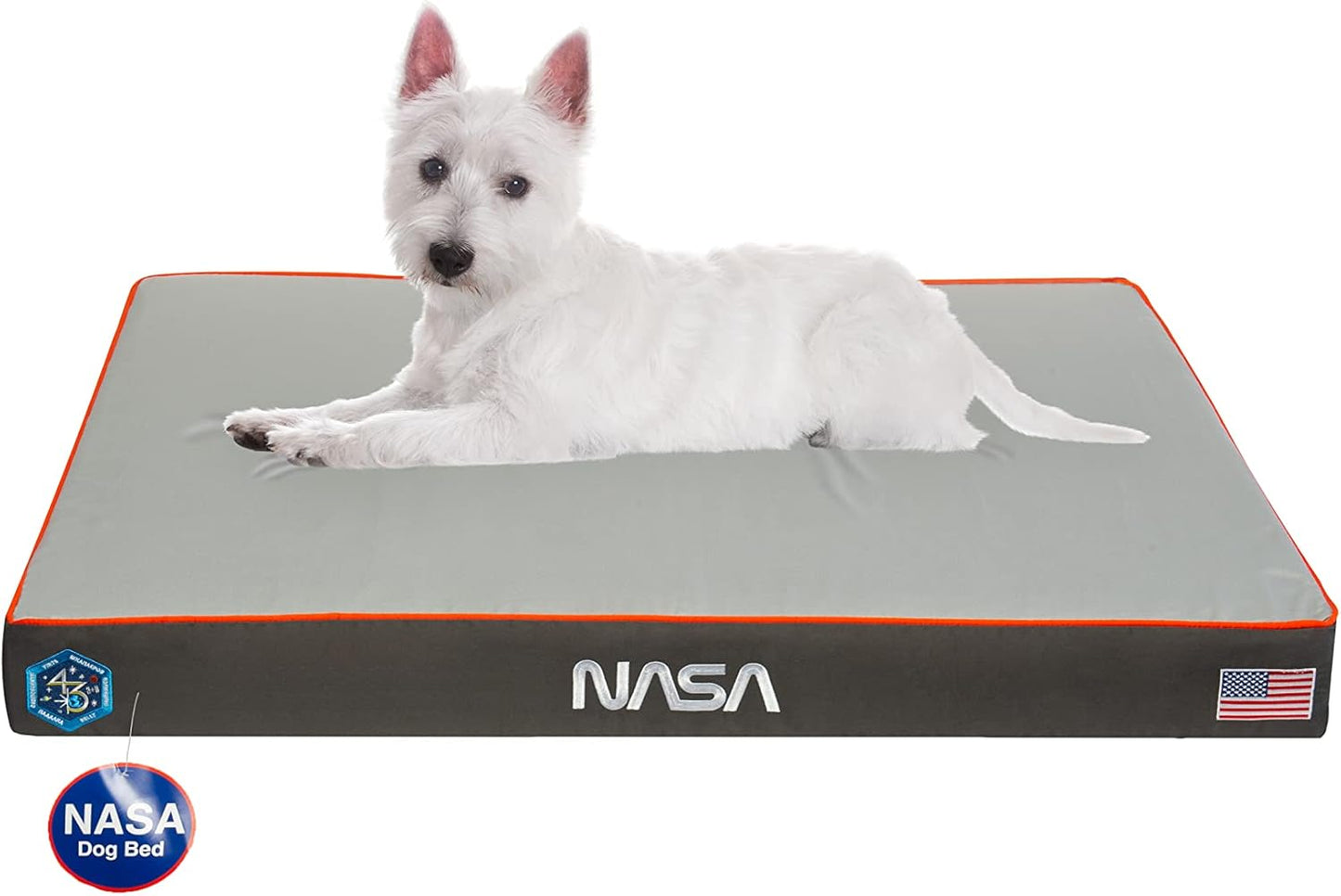NASA Limited Edition Dog Bed by Wag | Cooling Gel Infused Memory Foam | Out-of-This-World Supportive Orthopedic Foam | Machine Washable Cover and Water Resistant Liner | Medium, Space Grey