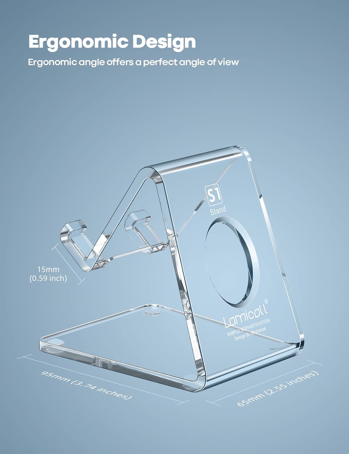 Lamicall Cell Phone Stand, Desk Accessories - Clear Office Cell Phone Holder, Acrylic Phone Stand, Desktop, Acrylic Office Desk Decor Accessories, Suitable for iPhone, 4-8'' Phone, Gifts