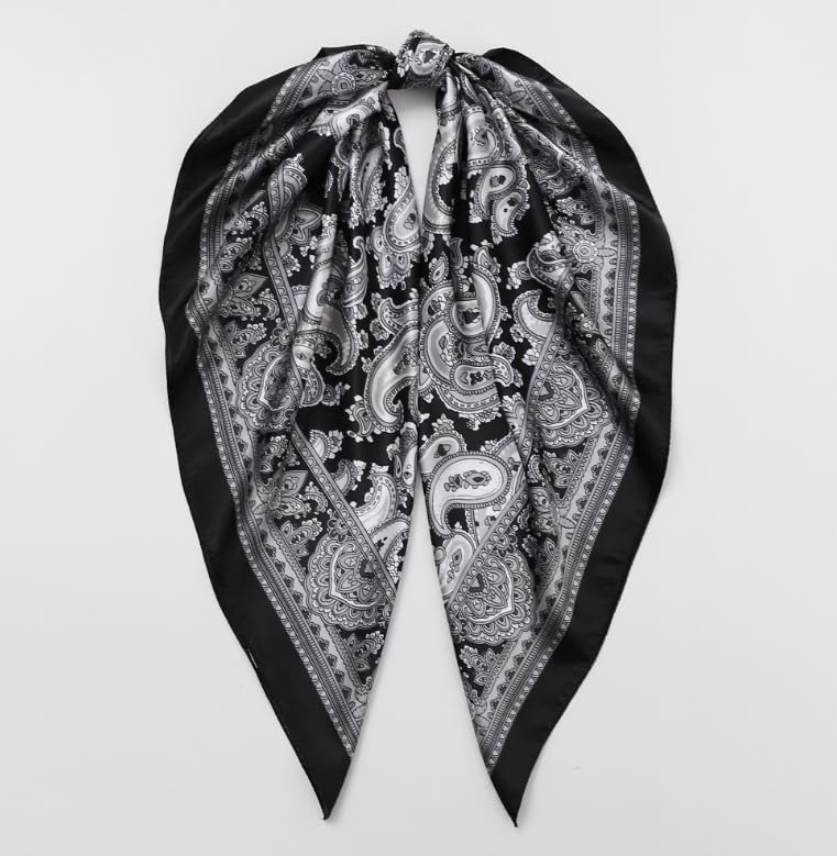 Like Silk Square Head Scarf Bandana for Hair Wrapping Fashion Purse Bag Scarf for Women 35 Inches