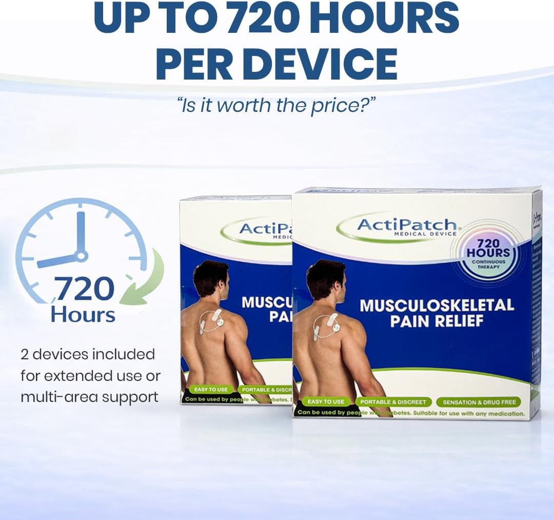 Mint Bucket ActiPatch Wearable Pain-Relief Device, 2-Pack Bundle – Pulsed Shortwave Therapy Loop for Back, Knee, Hip & Joint Discomfort, Long Lasting Leg Pain Relief Product