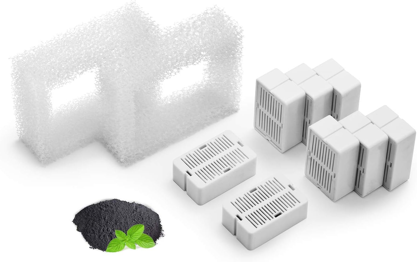 iPettie Replacement Filters for 360° Stainless Steel Pet Water Fountain or Cupcake Pet Drinking Fountain, Includes 8 Carbon Filters and 2 Foam Filters, IP-905