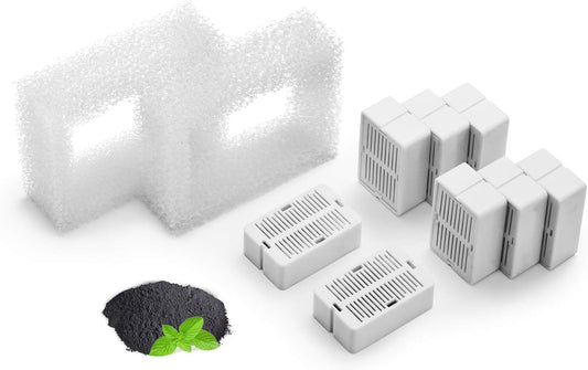 iPettie Replacement Filters for 360° Stainless Steel Pet Water Fountain or Cupcake Pet Drinking Fountain, Includes 8 Carbon Filters and 2 Foam Filters, IP-905