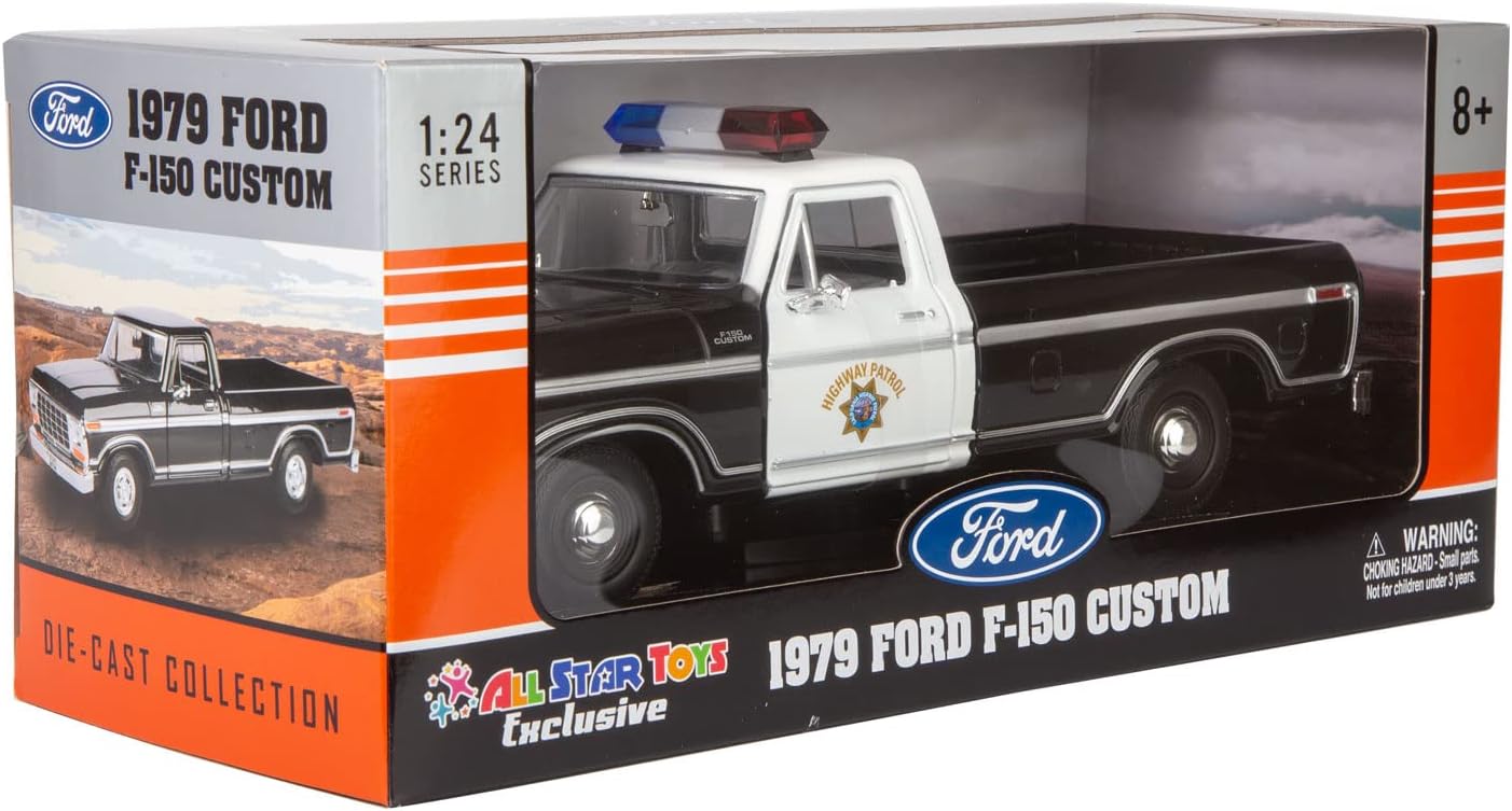 Motormax All Star Toys Exclusive 1979 F-150 California Highway Patrol CHP Police Pickup Truck 1:24 Diecast Law Enforcement Model Car 76987