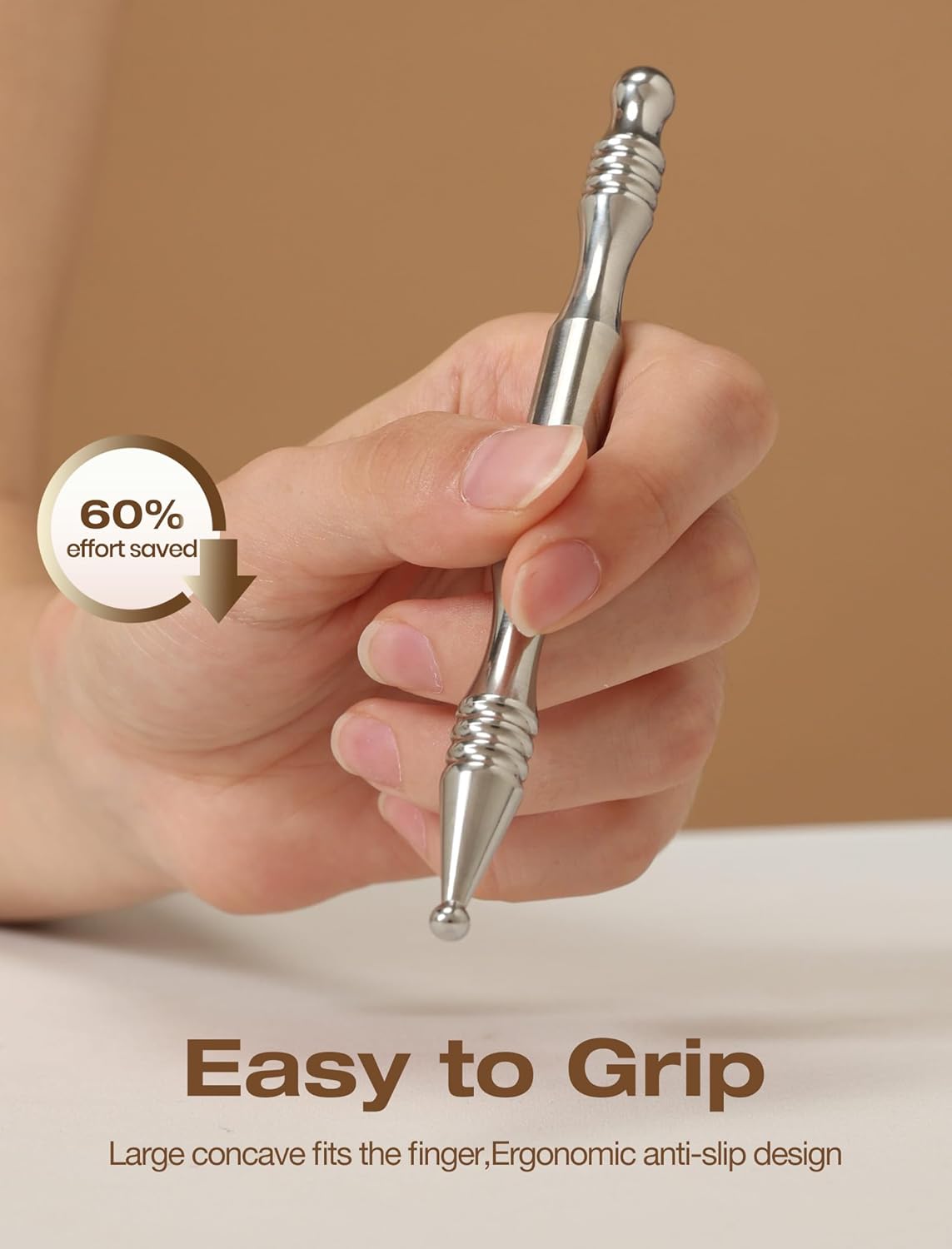 lifechill Stainless Steel Acupuncture Pen, TMJ Relief Products Jaw, Acupressure Pen, Trigger Point Massage Tool for Reflexology, Fascia Release Tools, Pressure Point Massage Tool - Silver