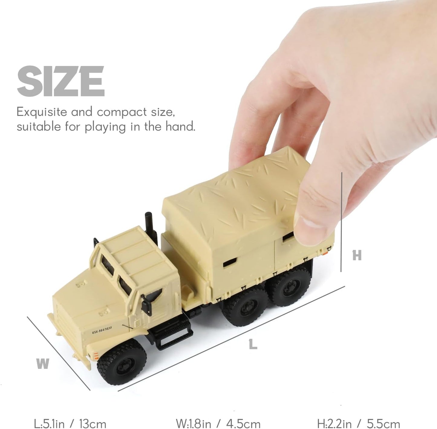 1/64 Military Truck Tactical Truck Model Armored Car MTVR MK23 Military Off Road Vehicle Die-cast Metal Model Kit Medium Multifunctional Car for Collection or Gift(Desert Yellow)