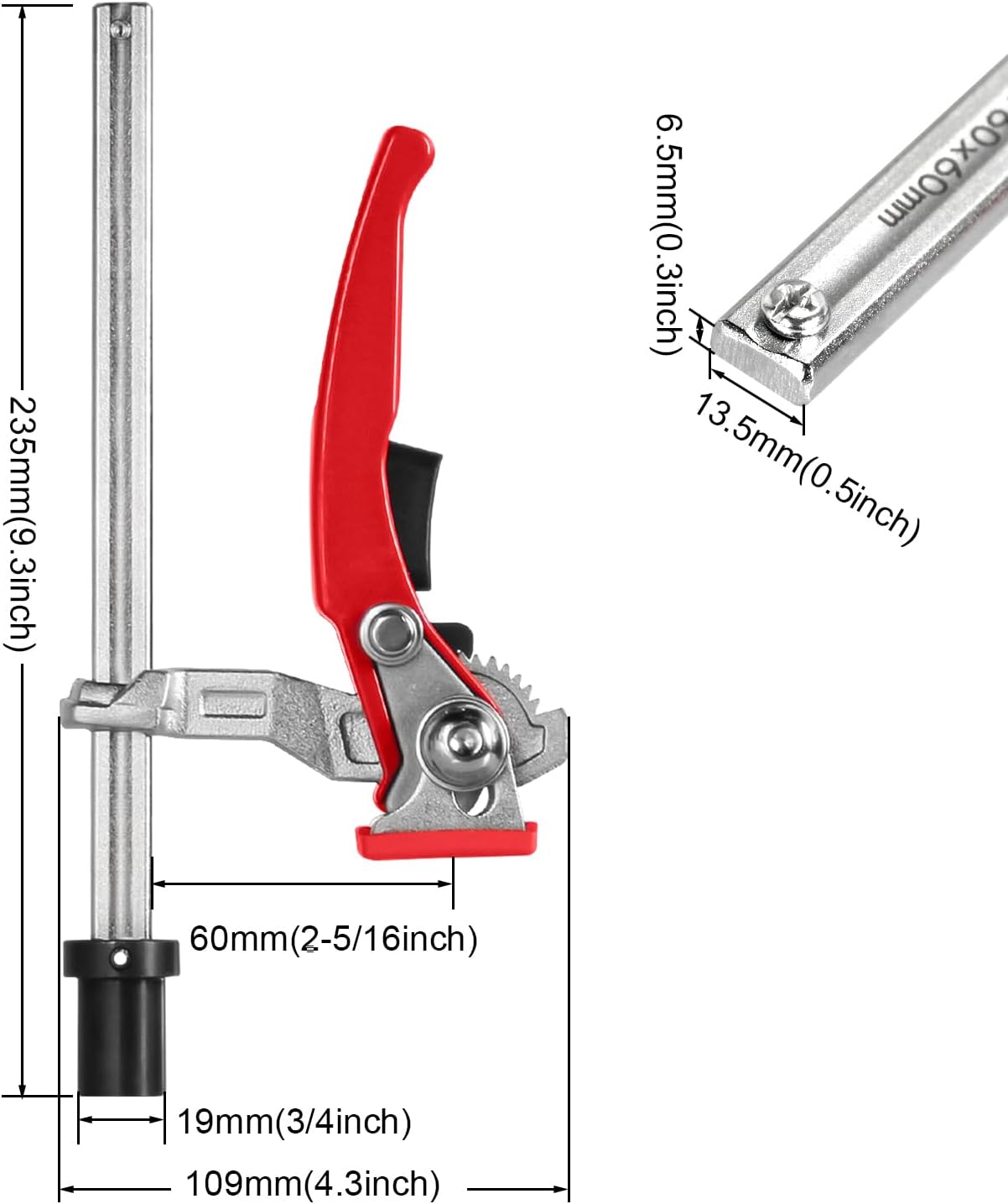 TOOLCOOL MFT Table Workbench Quick Ratchet Bench Dog Clamp 3/4 Inch Dog Hole Clamp Hold Down Clamp for Woodworking (2 Pack)