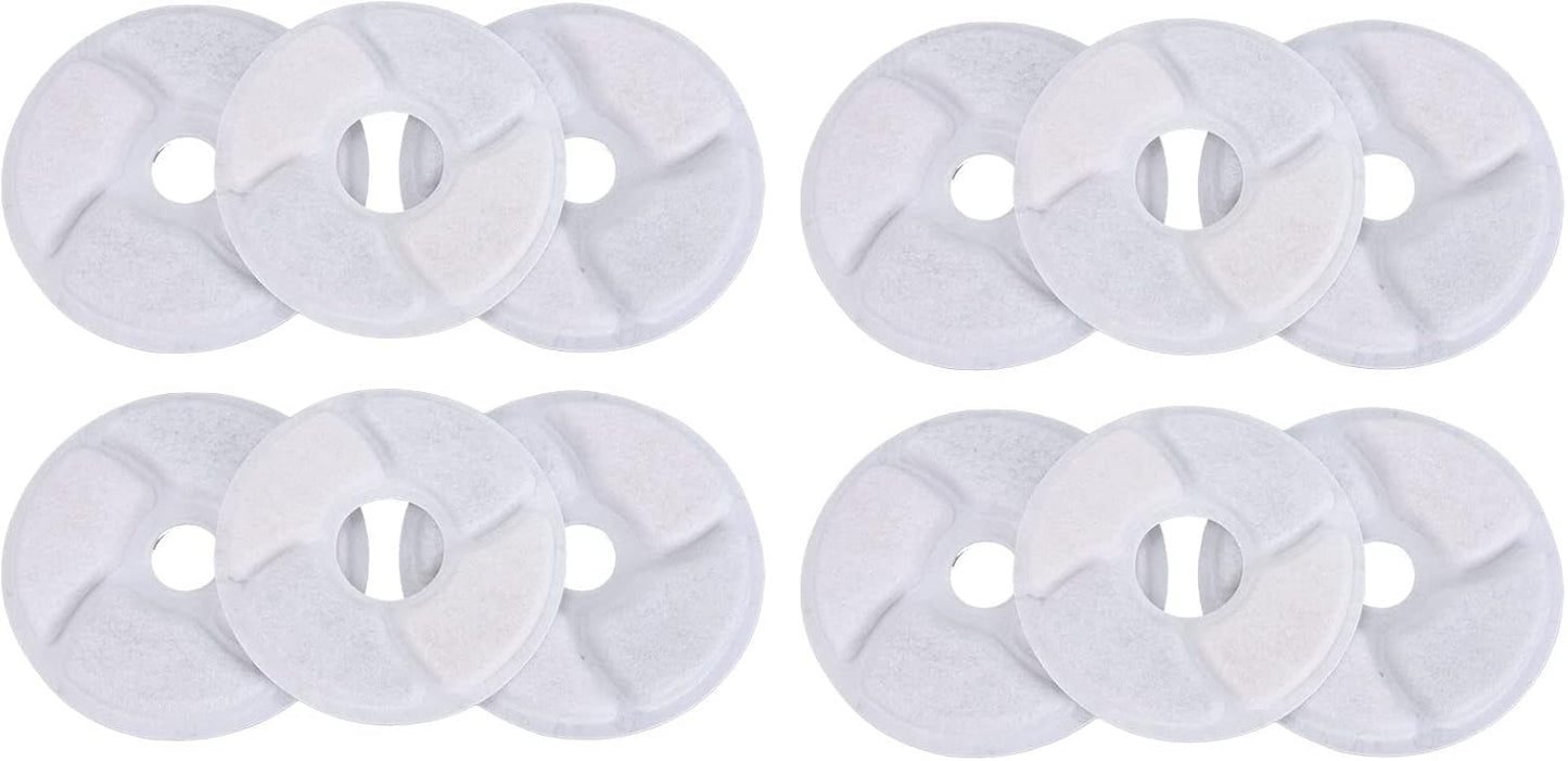 Cat Water Dispenser Filter, 12pcs Pet Water Fountain Filter Improve Taste for Round Water Feeder