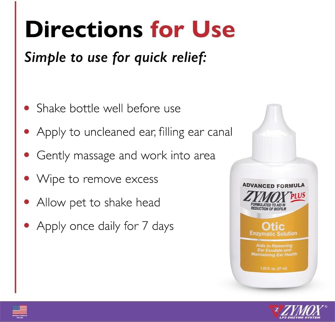 Zymox Enzymatic Ear Wipes and Otic Plus Advanced Hydrocortisone Free Ear Solution for Dogs and Cats - Product Bundle - for Dirty, Waxy, Smelly Ears and to Soothe Ear Infections