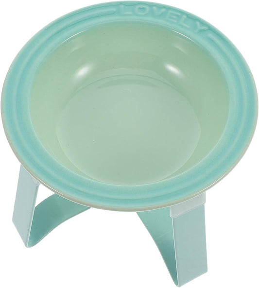Milisten Ceramic Cat Bowl and Dog Bowl Raised Feeding Stand, Porcelain Pet Water and Food Dish with Mint Green Iron Frame for Indoor Cats, Kittens, and Small Dogs