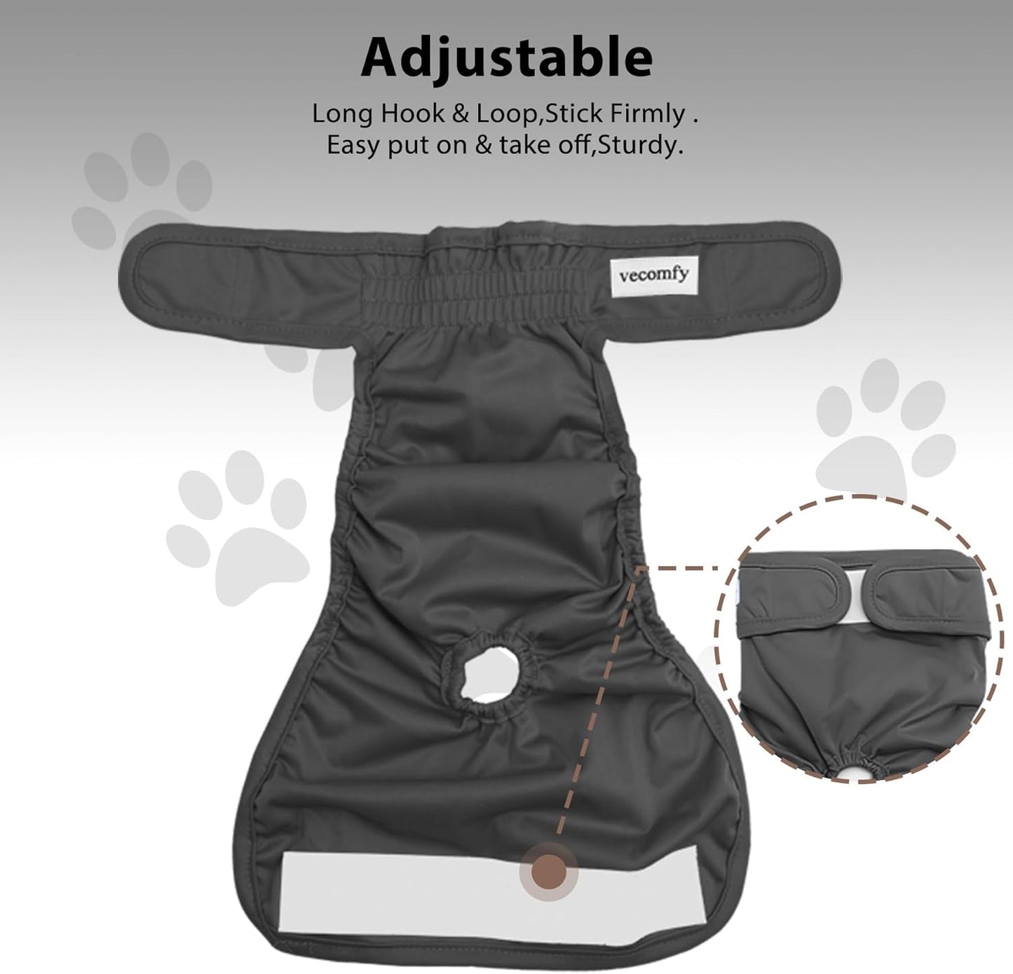Reusable Female Dog Diapers for Medium Dogs,(4 Pack) Easy Absorbent Large Doggie Diapers for Peeing,in Heat,Doggie Period Panties,Dark Colors,L