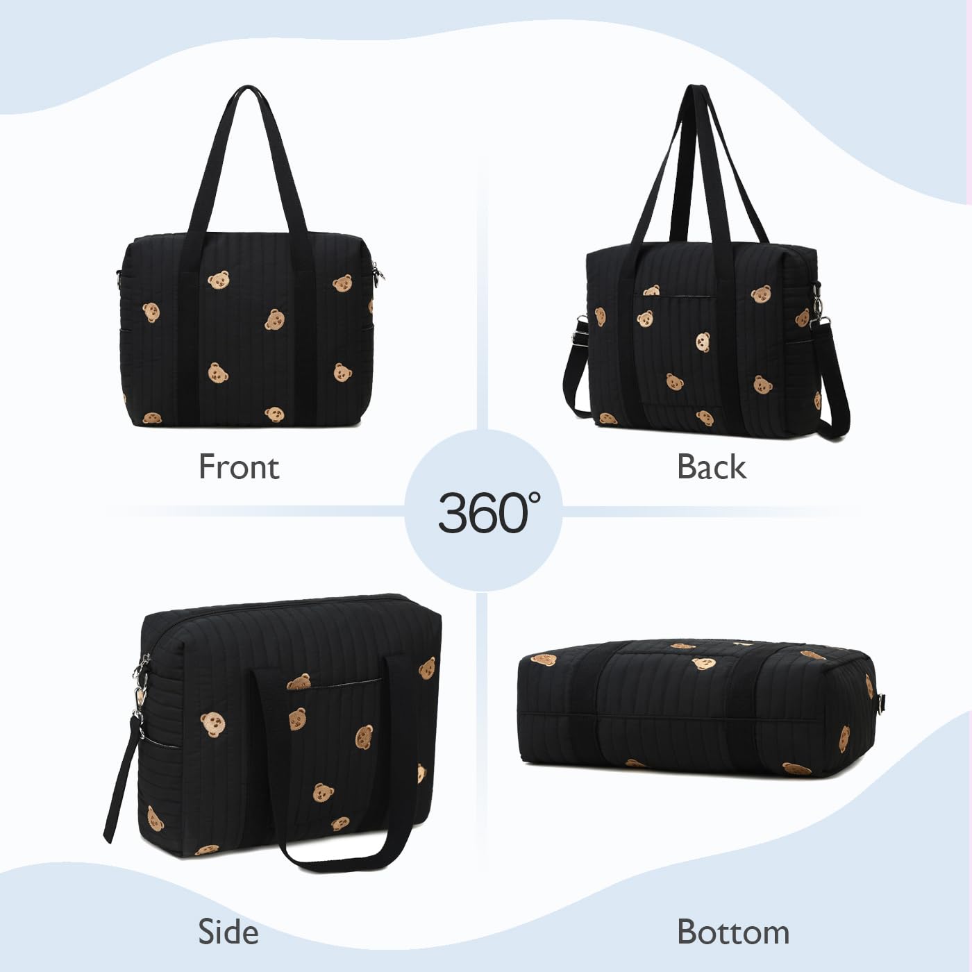 Convertible Diaper Bag Tote with Insulated Pockets and Stroller Hooks for Travel newborn