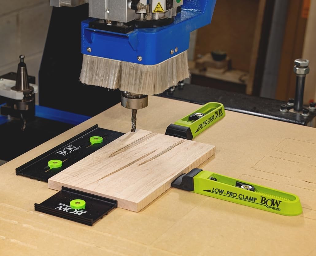 BOW Products Low Profile Clamping Kit - For Use on CNC Machines, MFT Tables, Dog Tables, T-Track Tables and Work Benches - Includes Hold Down Clamps, Fences, Interchangeable Tips and Hardware