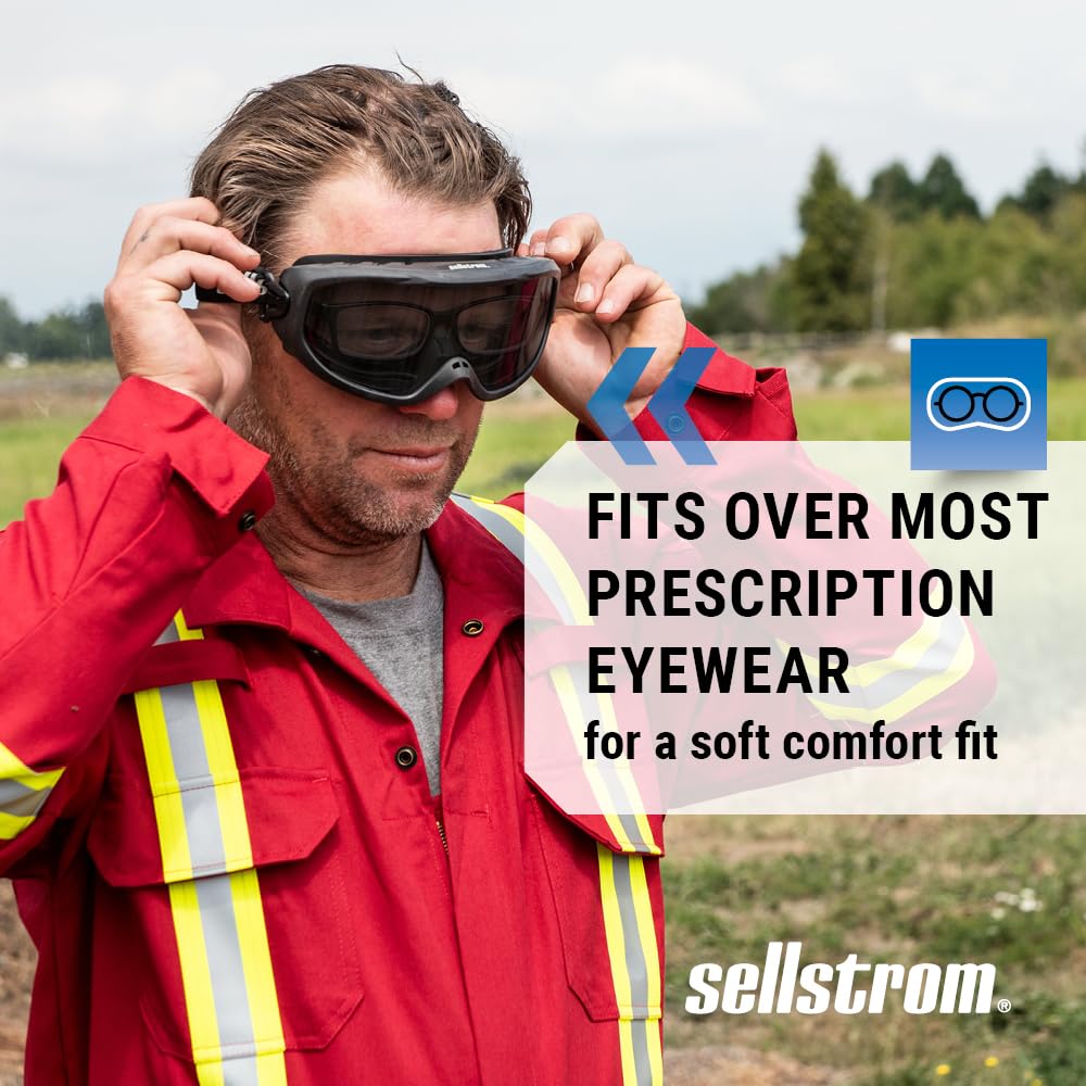 Sellstrom Odyssey II Wildland Fire Safety Goggles - Anti-Fog, Anti-Scratch Eye Protection Goggles for Men & Women - FR Strap, fits over Glasses, ANSI Z87.1