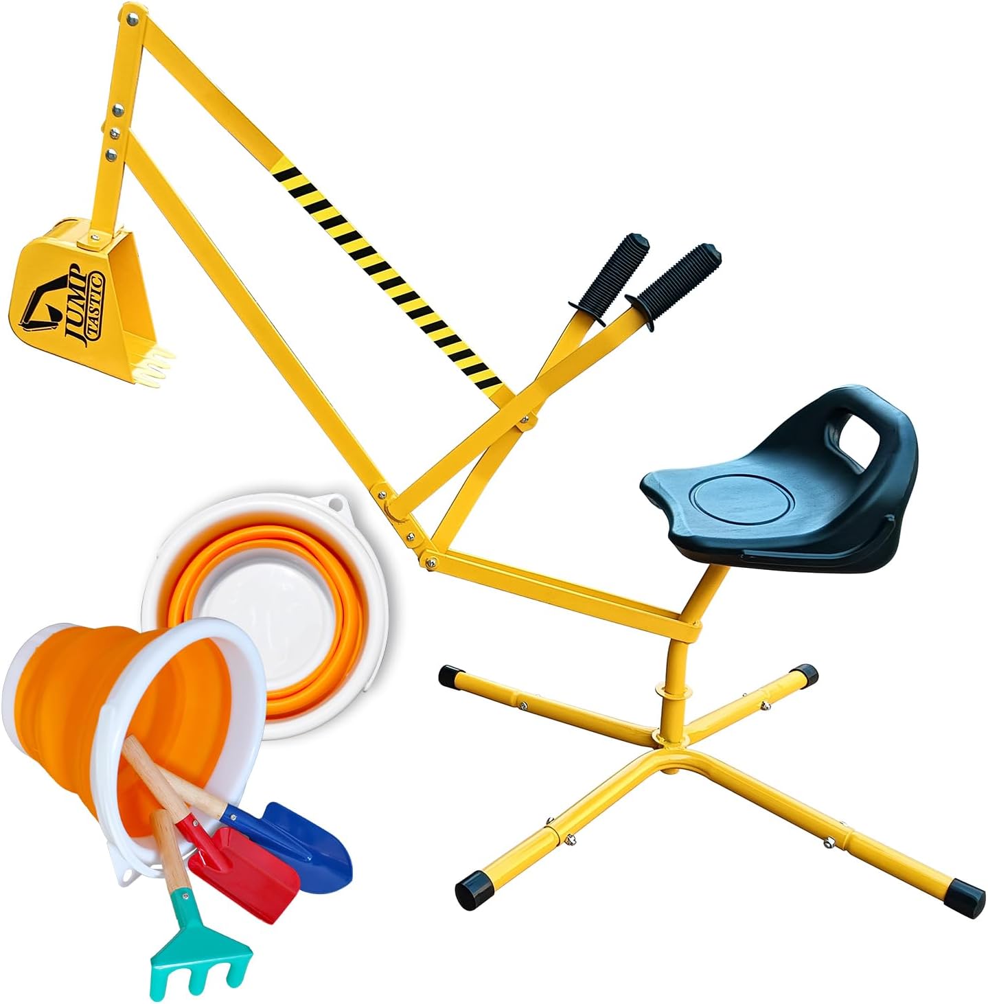 Sand Digger Sandbox Digger Toy, 360°Rotating Base, Sturdy Stable Steel Frame Structure-Metal Bucket, Kids Digger Excavator Digging Toys Excavator Ride on Beach Toys, Ideal for Sand Sandbox Beach Snow
