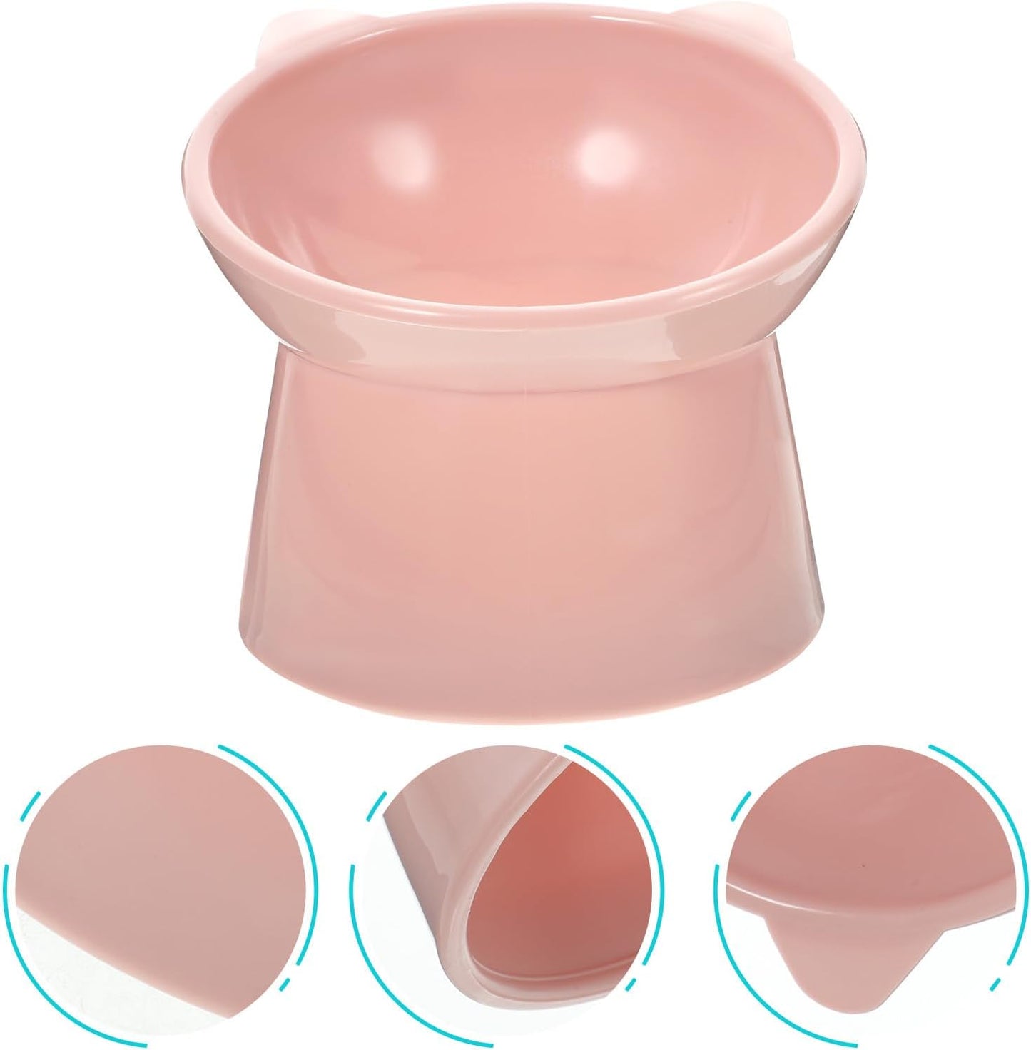 Milisten Elevated Pet Food Bowl with Neck Guard Raised Tilted Footed Feeder Cat Dog Slow Feeding Dish Pink for Small Pets