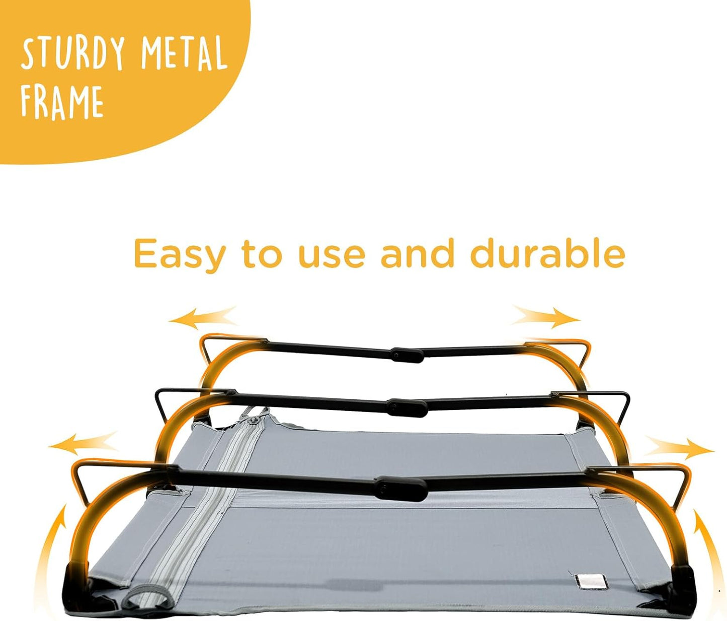 Daisy Cot, XL Foldable Elevated Dog Bed, Portable Raised Outdoor Folding Dog Cots, Cooling, Chew Proof, Waterproof, Heavy Duty Up to 160 lbs for Camping/Home, Grey, 49"x 33"x7"