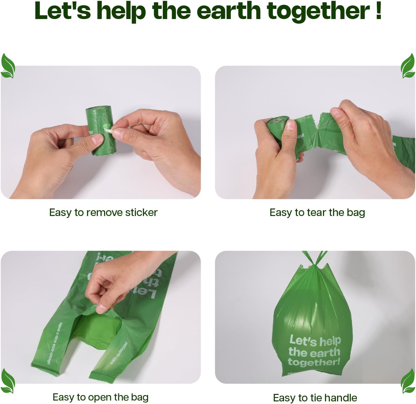 Dog Poop Bags with Handles Large Size 20 Rolls 240 Counts Big Sizes Leak Proof and Extra Thick Waste Bags Refill Rolls for Walking Medium Large Dogs Cats Litter Unscented