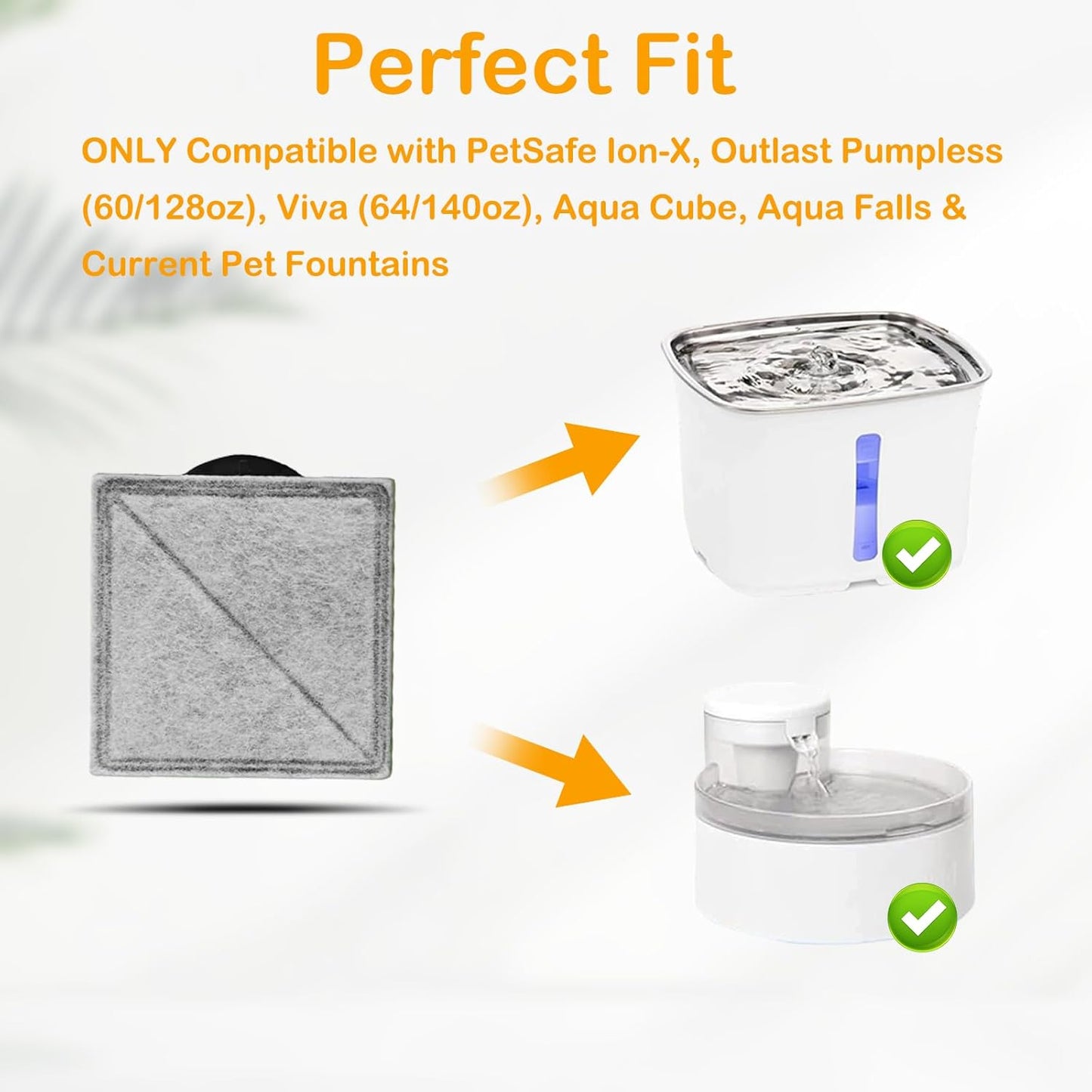 16 Pack Replacement Filters for Petsafe Premier, Ion-X, Outlast Pumpless & Viva Pet Water Fountain, Includes 16 Filters, Carbon Filters for Cat and Dog Indoor