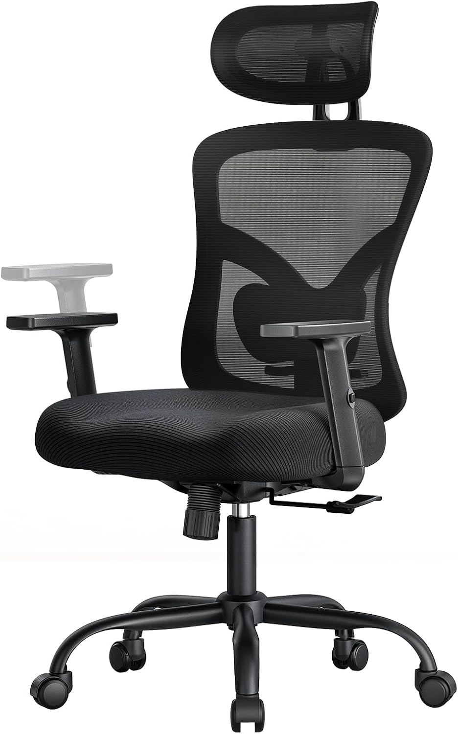 Marsail Ergonomic Office Chair Ergonomic Gaming Chair with Lumbar Support, 2D Headrest, Adjustable Armrests, Contoured Seat Cushion, Computer Desk Chair with Wheels for Home and Office (Dark)