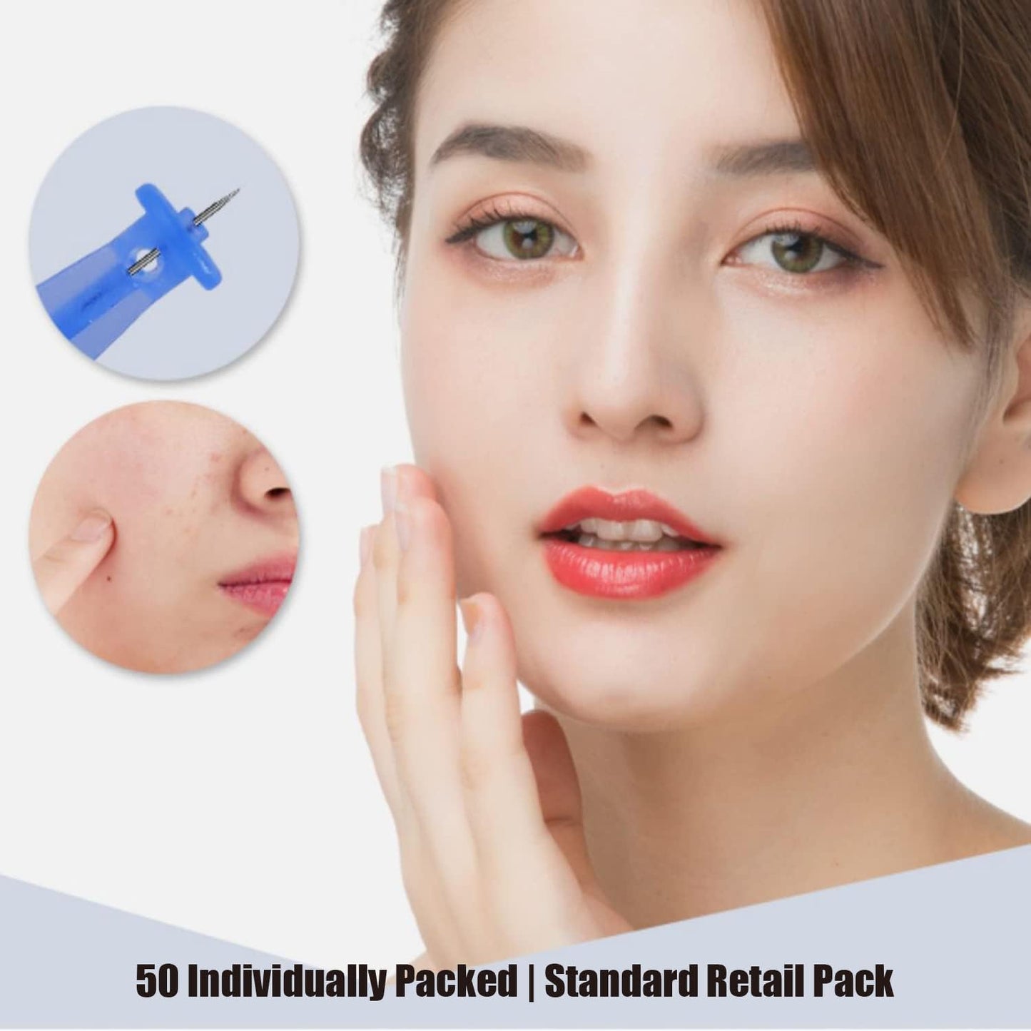 50 Pack Disposable Blackhead Remover Tools, 50 Count Professional Acne & Blemish Extractor Set for Whitehead, Comedone, Pimple Removal – Salon & Home Use