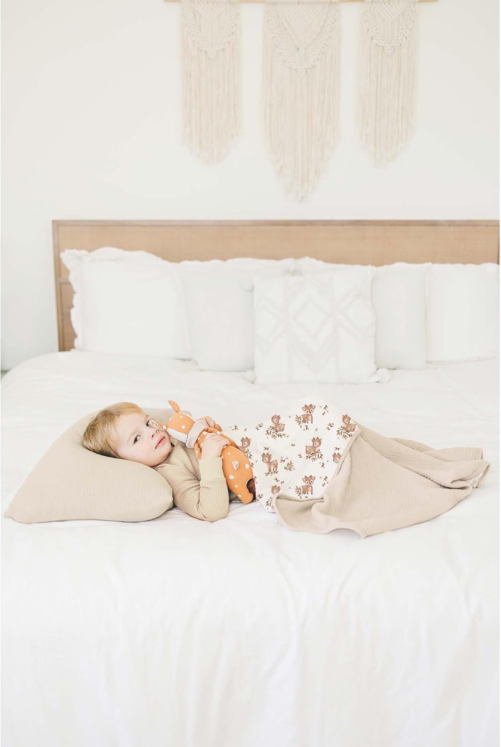 Konssy Muslin Baby Blankets for Girls Boys, 100% Cotton Crib Blanket for Baby Infant Toddler, Super Soft and Lightweight Nursery Blankets 40"x36" (Deer)