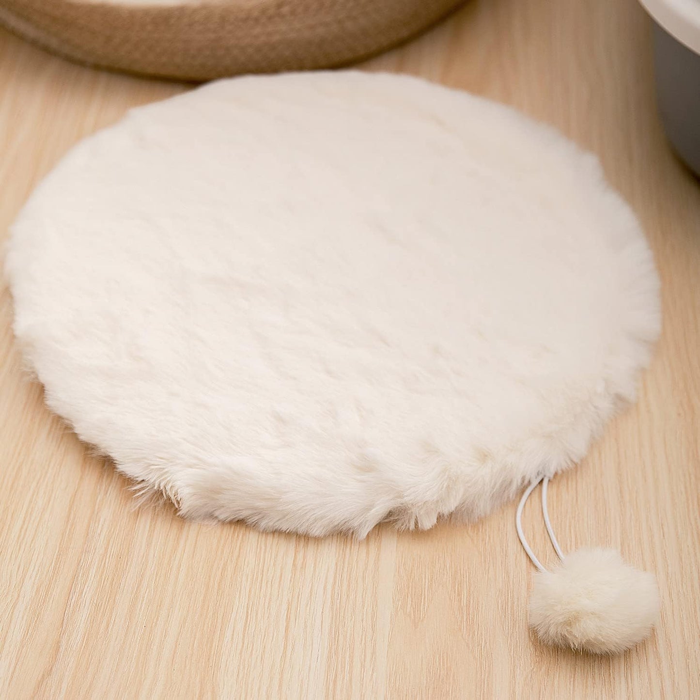 SHENGOCASE 2-Pack 12" Round Faux Rabbit Fur Cat Dog Bed Cushion Pad Mat, Cat Tree Tower Replacement Cushion Pad for Window Perch, Carrier House Cage Crate Kennel Furniture