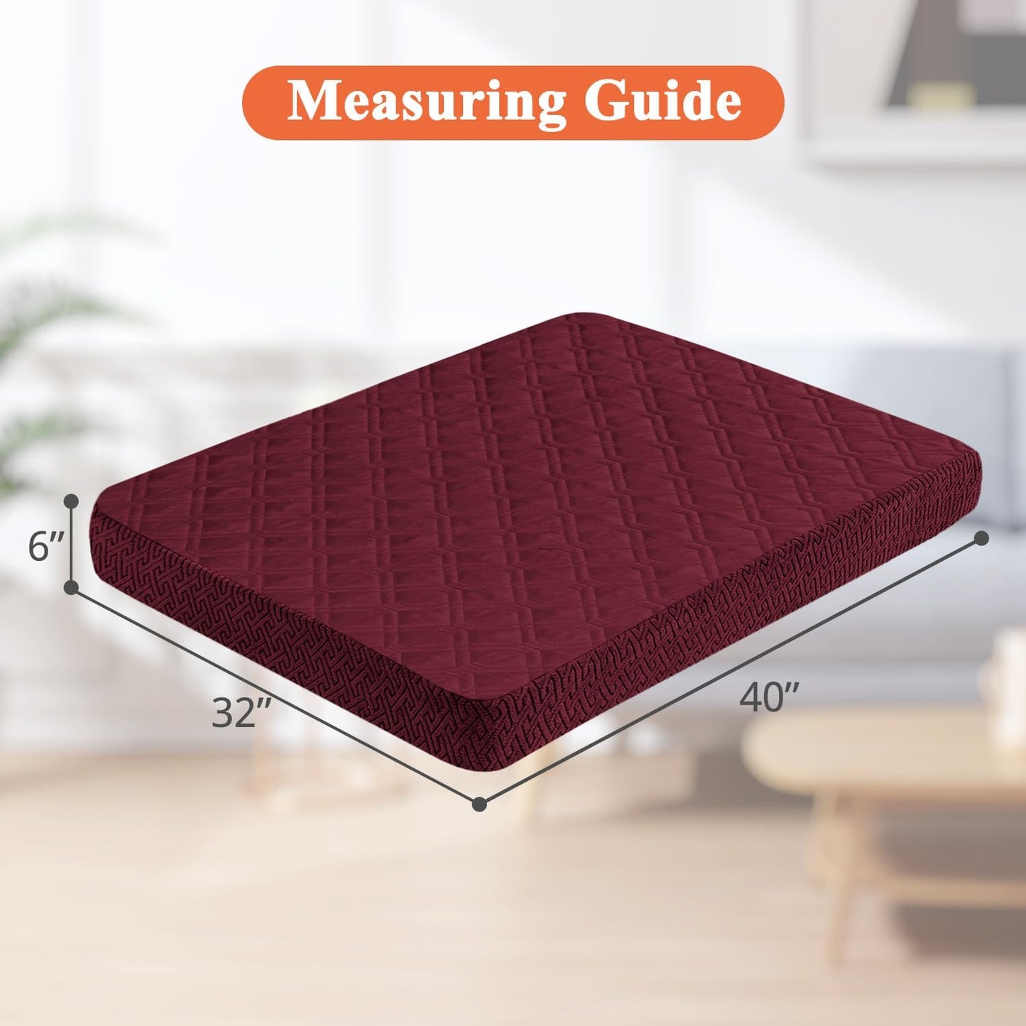 Dog Bed Covers Only - Waterproof Dog Bed Covers Quilted, Replacement Washable Pet Puppy Bed Cover for Dog Cat, Cushion Cover 40Lx32Wx6H Inches Burgundy